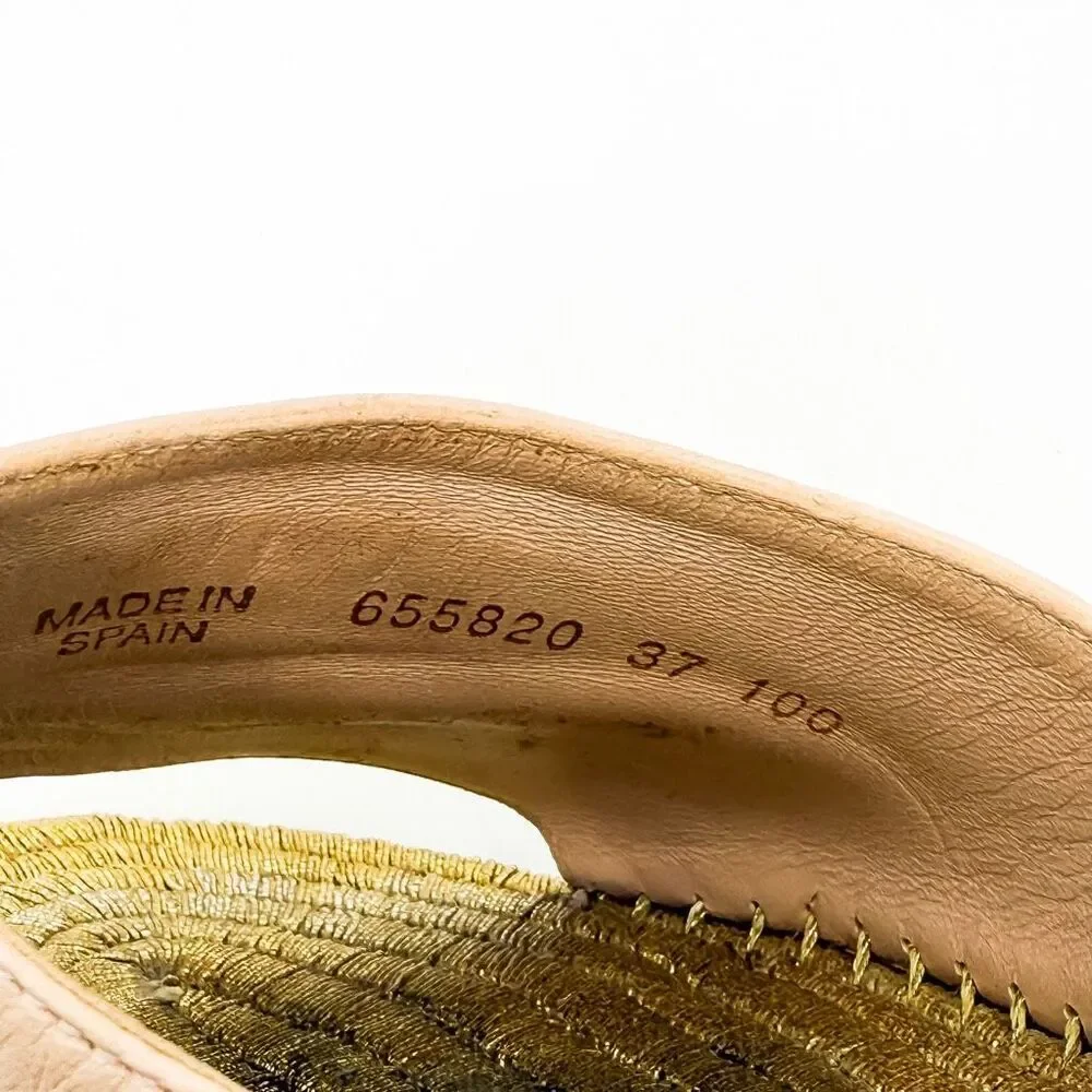 Gucci GG Sandals Leather Espadrille Mules EU 37 US 8